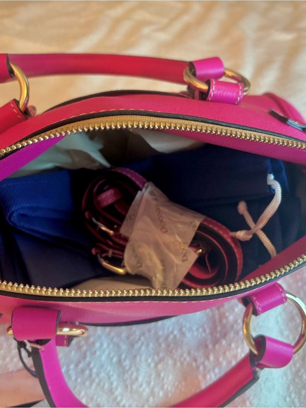 Dooney & Bourke Hot Pink Leather Shoulder Bag with Gold Hardware - Picture 5 of 5